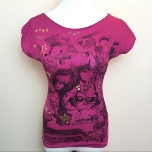 NWT Wet Seal XS Pink Graphic Tee Shirt Open Back